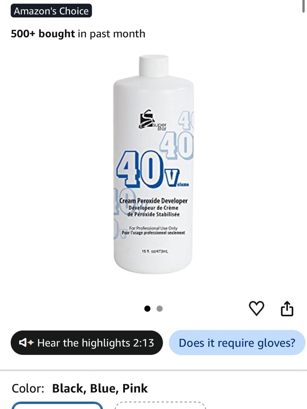 40 Volume Cream Peroxide Developer - White